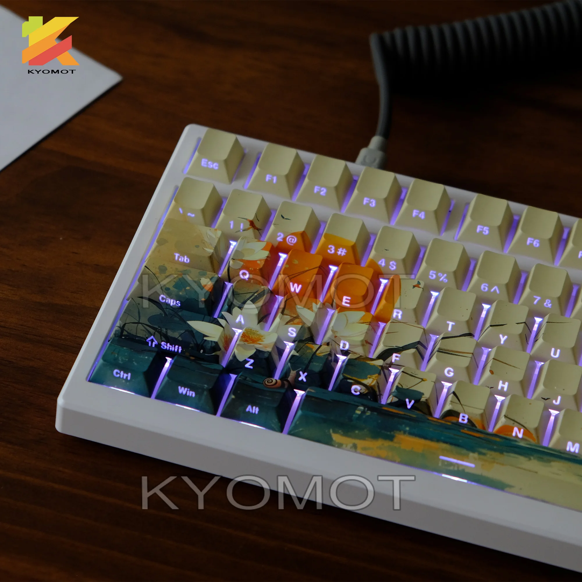 135 Keys PBT Keycaps Side Print Keycap Set Double Shot Shine Through Custom Keycaps Cherry Profile for Mechanical Keyboard Caps