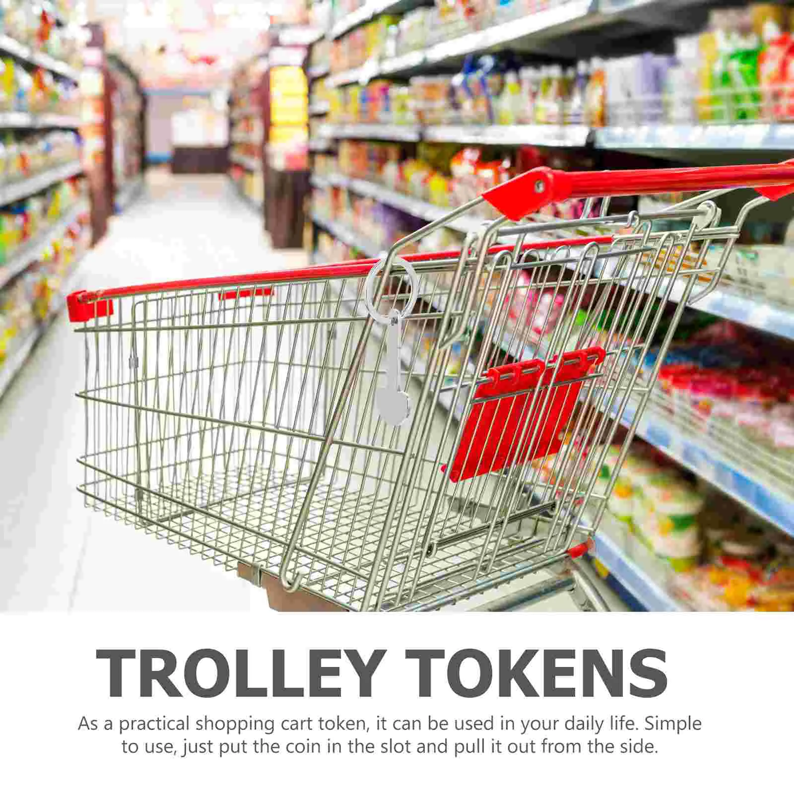 4 buah keranjang Token kunci cincin logam keyring belanja troli rantai dasi batang seng Aloi gantungan kunci gantungan kunci pria liontin Token