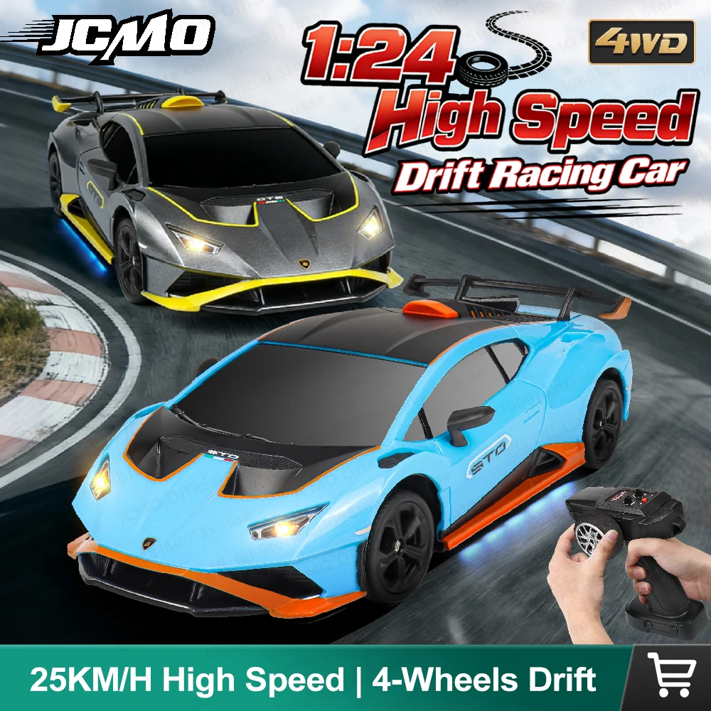 JCMO 4WD Remote Control Drift Car Full Size 1:24 Remote Control Racing Car Model 2.4G Radio High Speed RC Car Boy Toy Gift New