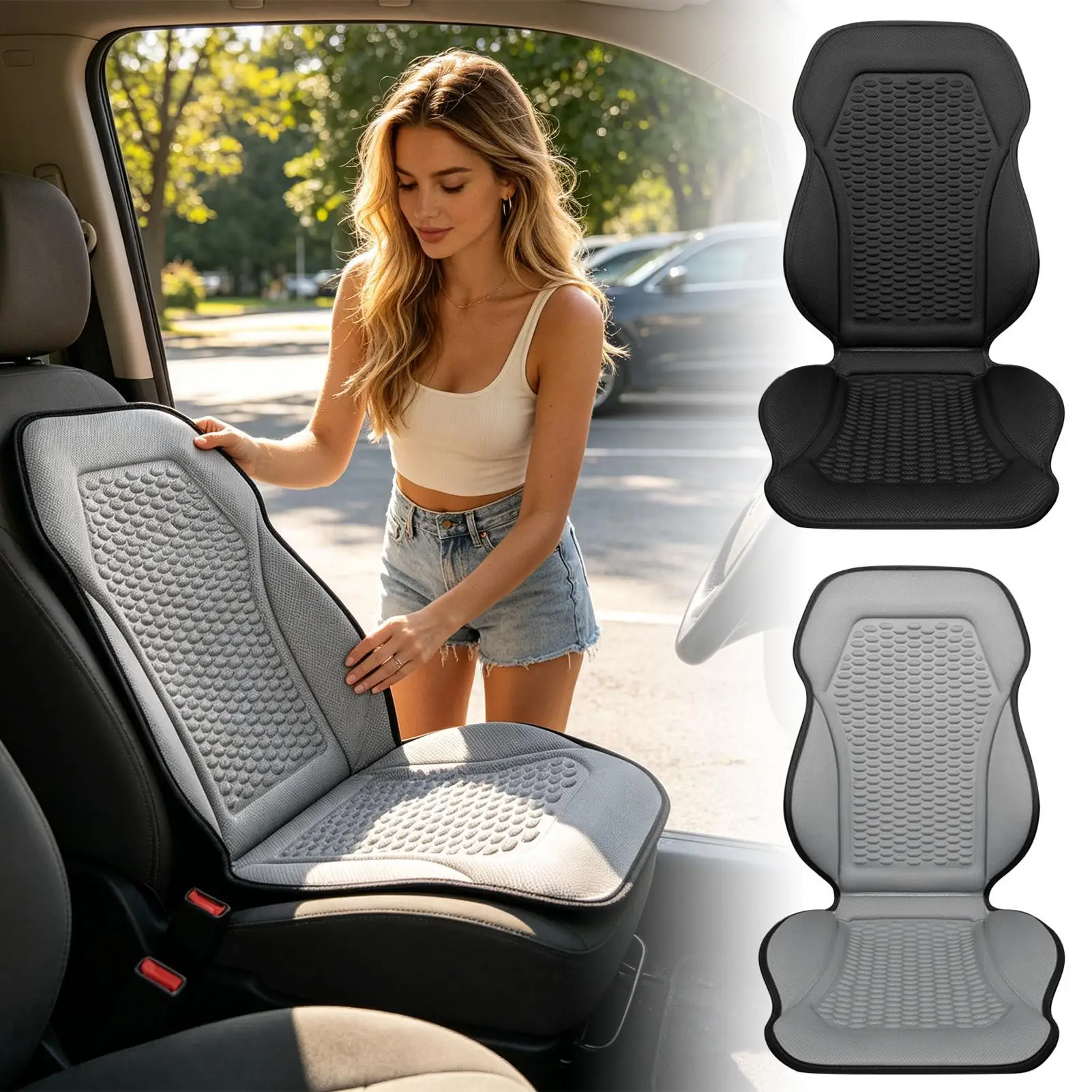 Coprisedile Rinfrescante Antiscivolo Estivo Traspirante Ergonomico per Auto, Camion, SUV, Camper, Berlina - Ideale per Lunghi Viaggi