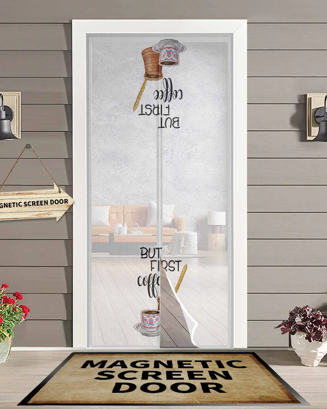 Coffee Cup Summer Magnetic Door Curtain Living Room Bedroom Home Anti-mosquito Screen Door Curtain