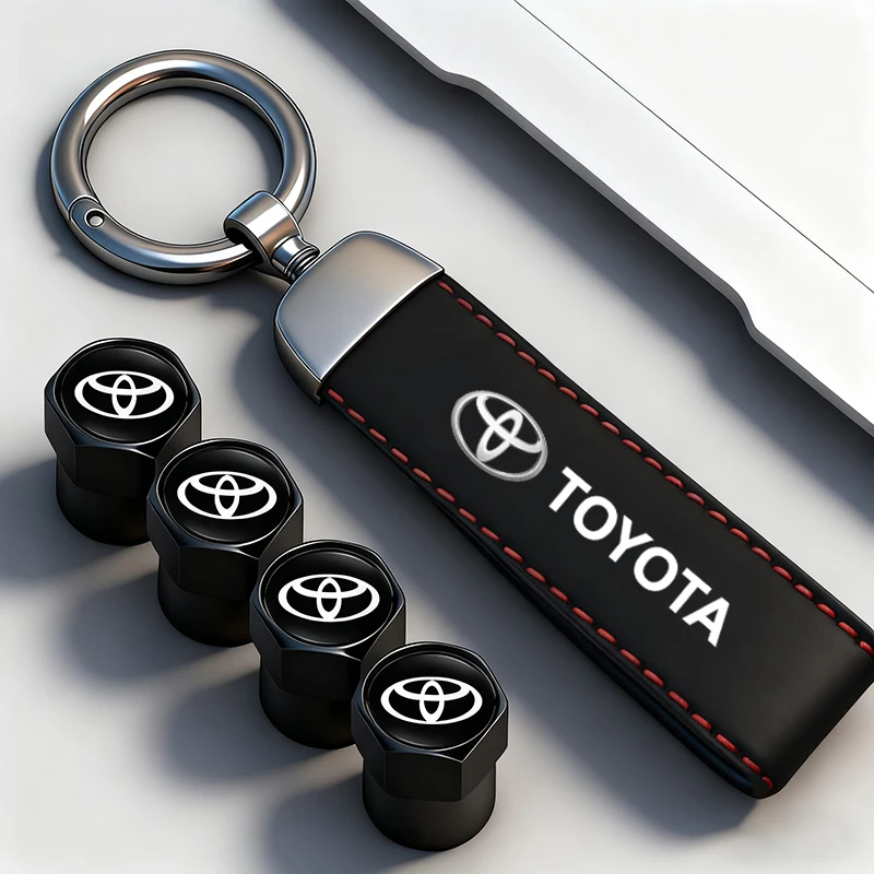 سيارة الإطارات عجلة صمام قبعات غطاء الجلد المدبوغ سيارة مفتاح سلسلة حلقة المفاتيح لتويوتا كورولا يارس Aygo بريوس RAV4 كراون CHR كامري أوريس