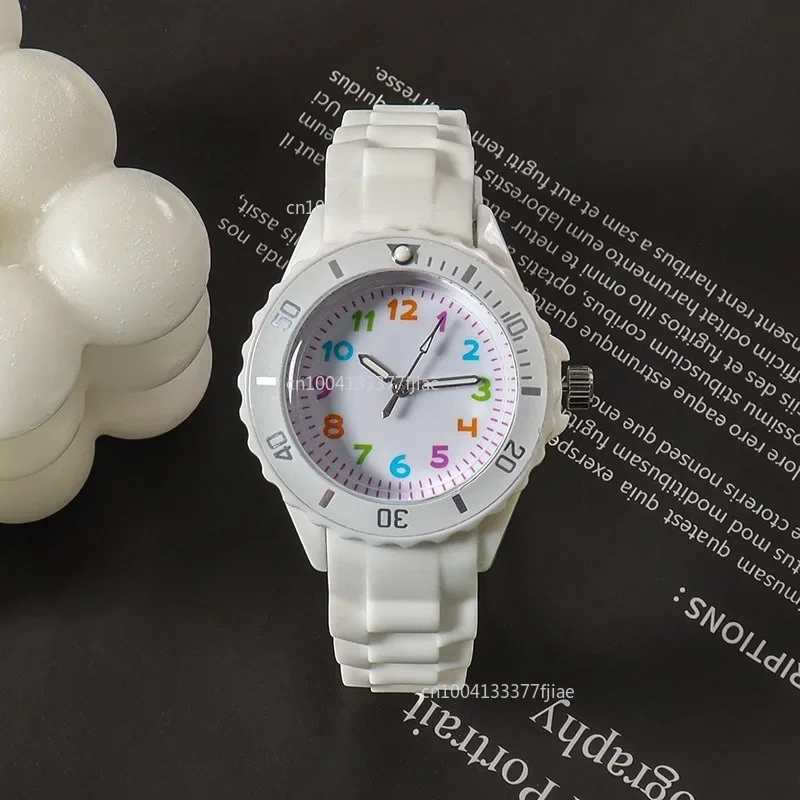 2025 Kids Analog Watch for Boys Girls Soft Silicone Band Colorful Number Cute Watches for Children  Resistant Quartz Wristwatch