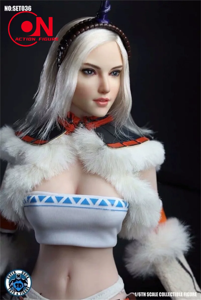 In Voorraad SUPER DUCK SET036 1/6 Soldaat Sexy Vrouwelijke Hunter Hoofd Carving Model Fit 12-inch Action Figure