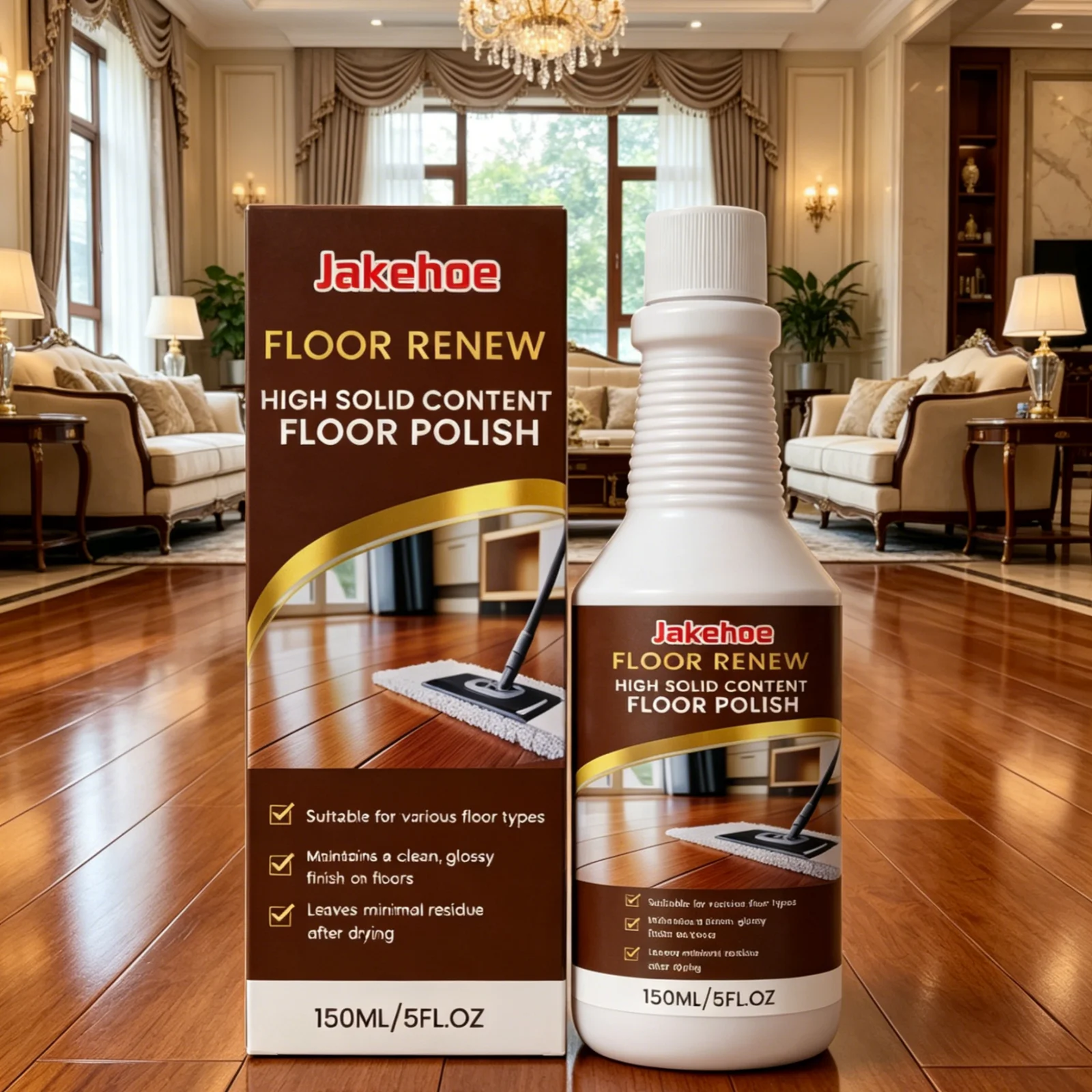 Jakehoe Floor Polish Brightening Floor Gloss Restore Shine Anti Scratch Coating Long Lasting Protection Laminate Floor Restorer