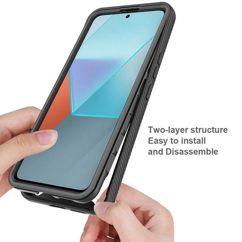 حافظة شفافة لهاتف Poco C65 2In1 غطاء خلفي من السيليكون الهجين PU لهاتف Xiaomi Poco X6 حافظة Mi Phone X6 X 6 C65 Funda Etui