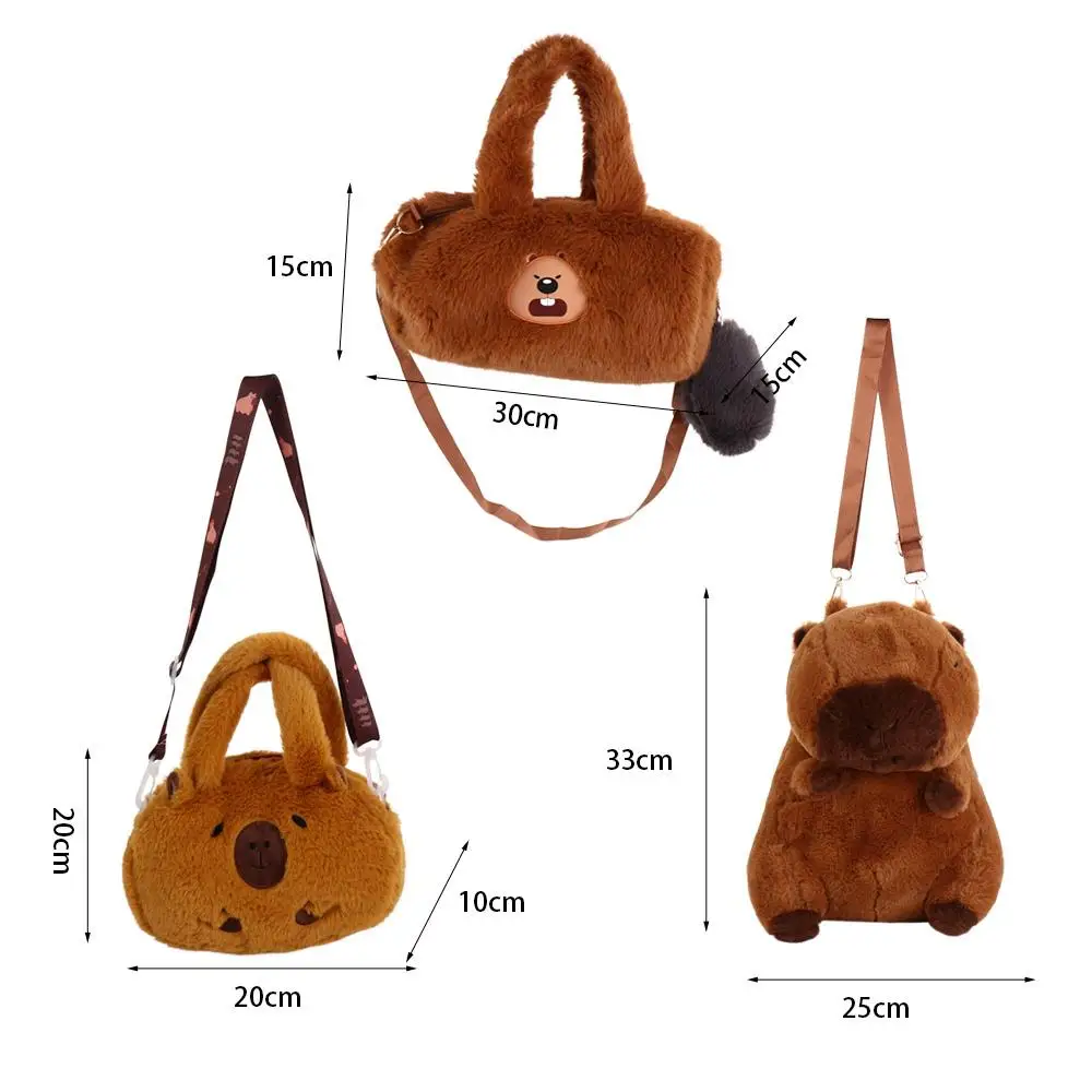 Pluche Capybara Capybara Pluche Rugzak Dieren Cartoon Gevulde Capybara Crossbody tas Grote Capaciteit Mode Cartoon Schoudertas