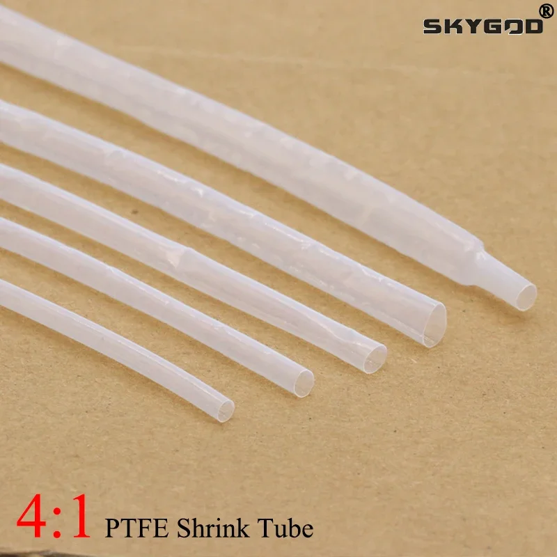 

1/2/5m PTFE Heat Shrink Tube Diameter 2mm 4mm 6mm 8mm 9.6mm High Temperature 260Deg. C/600V Translucent 4:1 Shrinkage Ratio