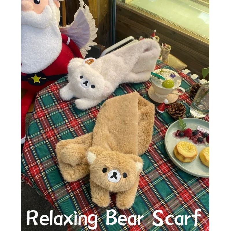 

Новая модель Rilakkuma, осенне-зимний женский корейский стиль, студенческий шарф, модный милый утолщенный, сохраняющий тепло, Bestie в одном стиле