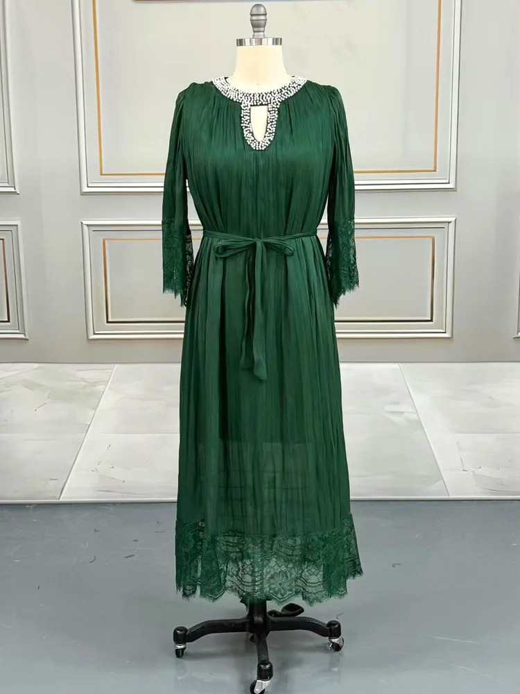 Plus Size Damen Faltenkleid High-End Plissee Spitze langer Rock Sommer europäisch und amerikanisch-GZXX1021