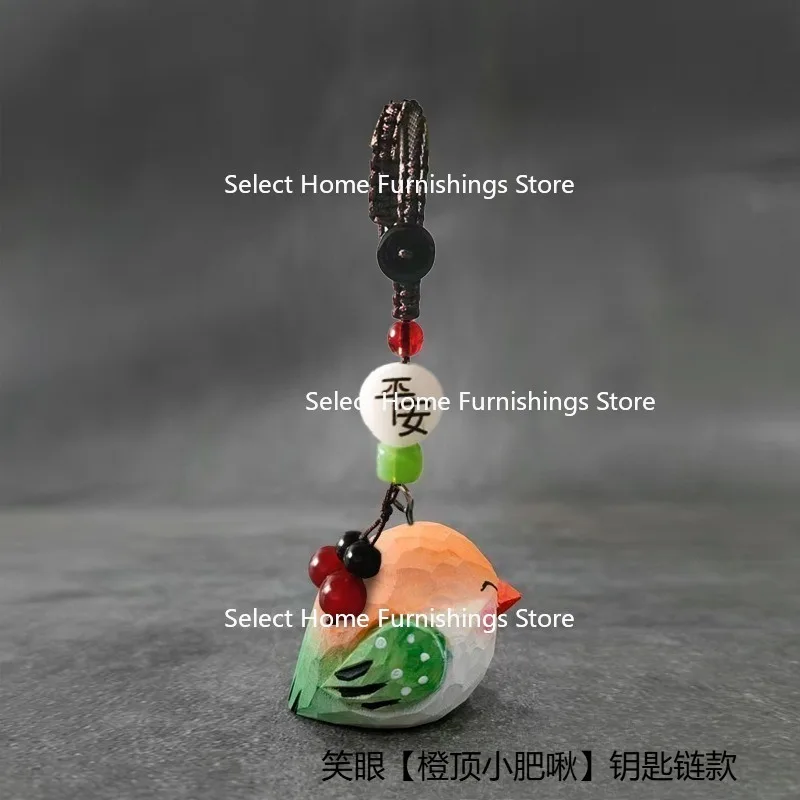 Suitable for Colorful Pure Handmade Solid Wood Carving, Cute Style, Creative Home Bird Crafts, Office Small Accessories