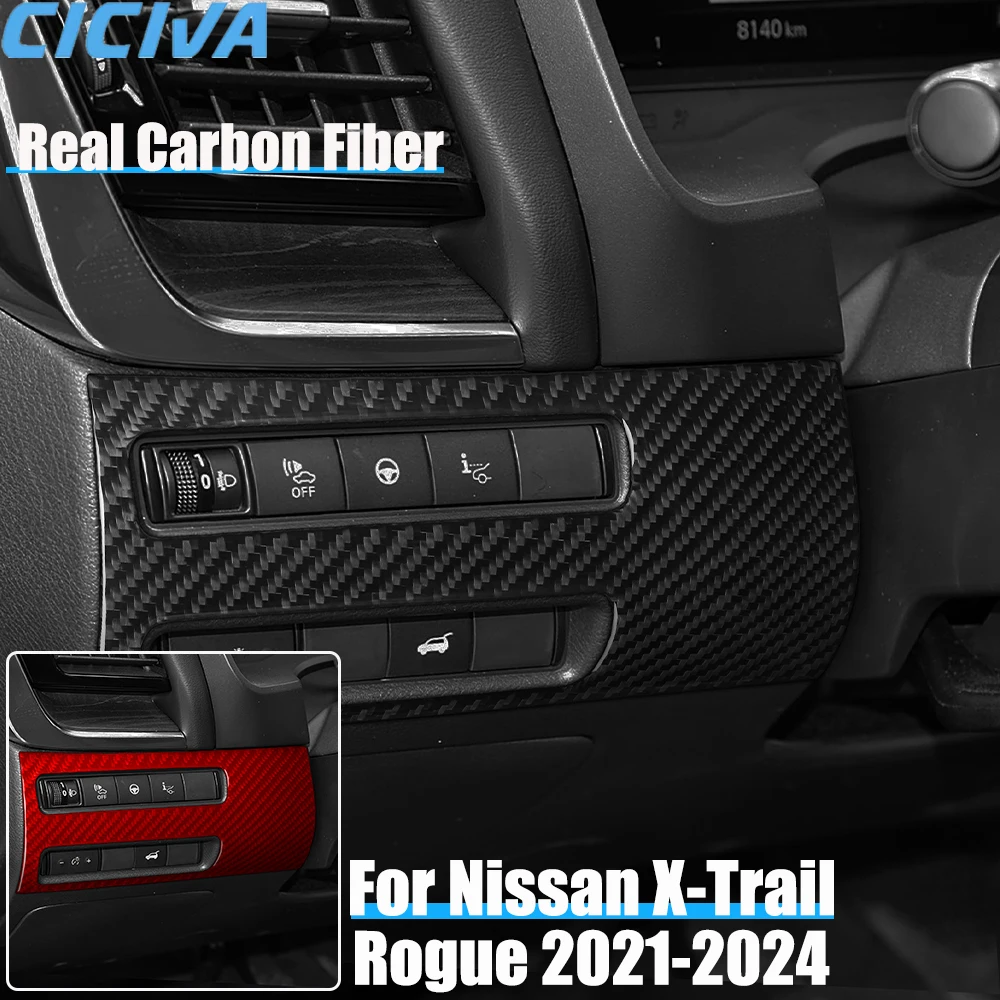 

Автомобильные аксессуары из настоящего углеродного волокна, панель переключателя фар, накладка, мягкая наклейка для Nissan X-Trail Rogue 2021 2022 2023 2024