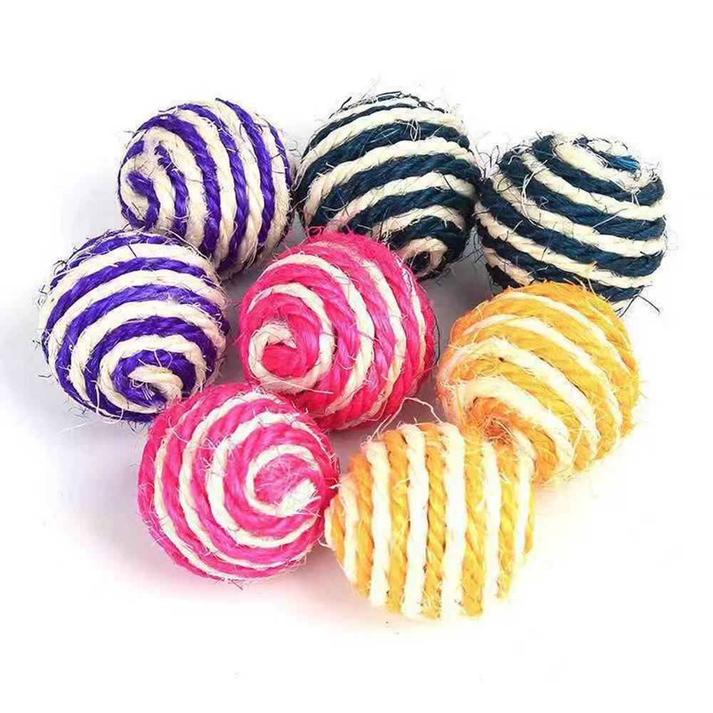 Sisal Ball Katzenspielzeug und Teaser-Zauberstab-Set – Self-Play Langeweile Buster für Katzen, langlebiges Kauspielzeug zum Zahnen, Anti-Biss-Schleifspielzeug