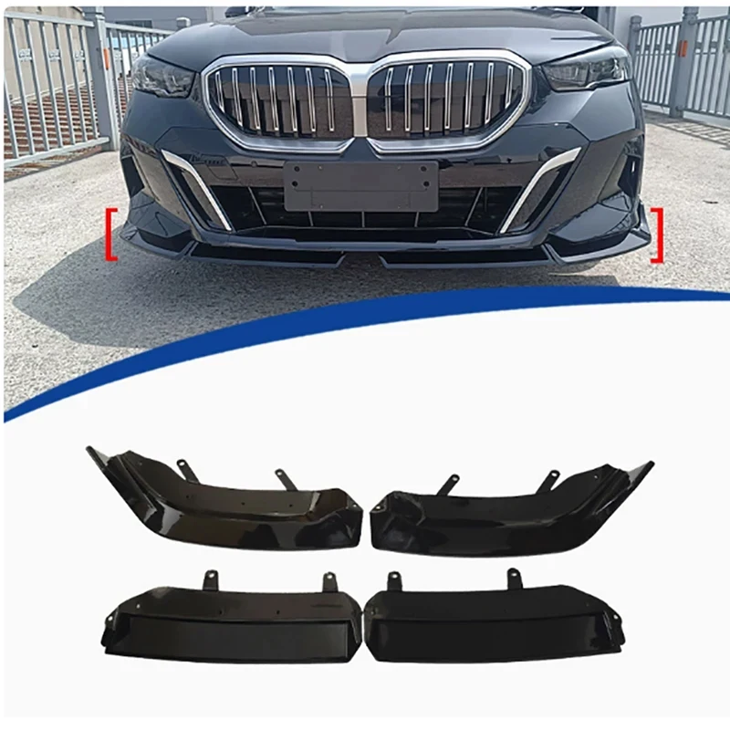 For BMW 5 Series G60 2024+ Bright Black Front lip Car Front Bumper Diverter Spoiler Diffuser glossy black Front lip chin body ki