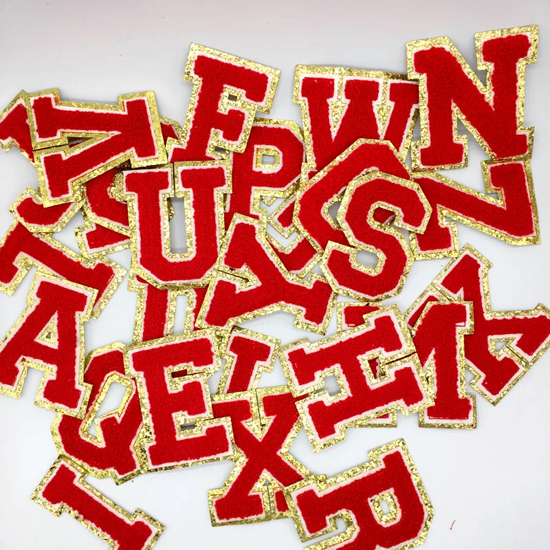 A-Z Big Size Letter Patches for Clothing Bright Red Color Iron on Patches on Clothes Sewing Stickers Appliques (8CM)