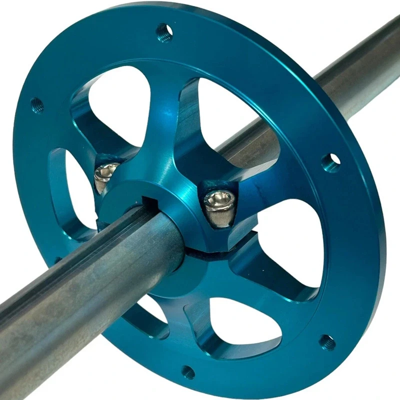 

Custom CNC Machined Go Kart & Mini Bike Racing Sprocket Hub Light Blue Anodized CNC Aluminum Steel Parts