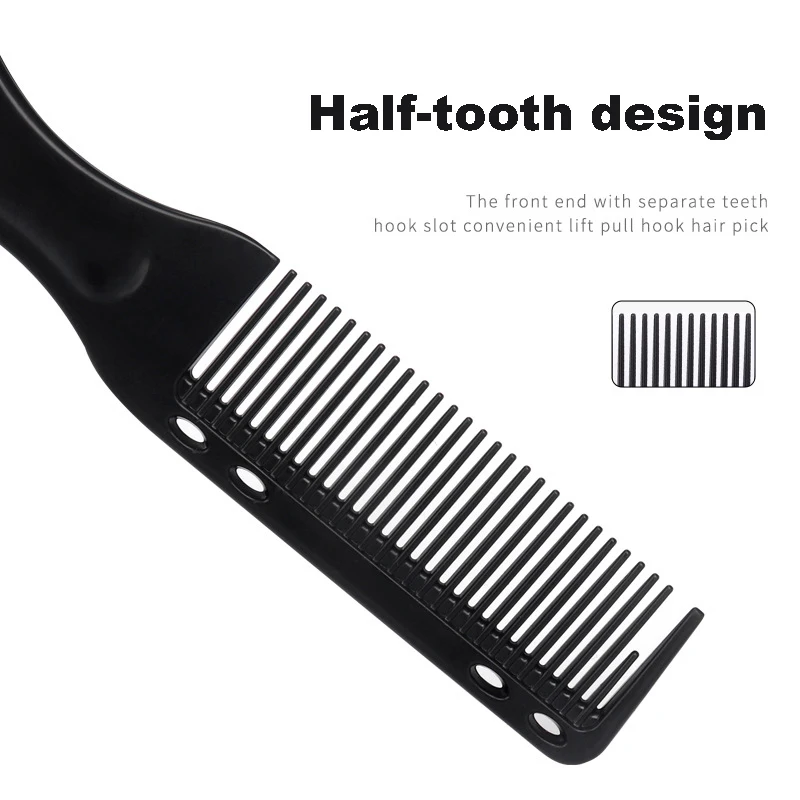 Double-sided Comb Brush Black Small Beard Styling Brush Professional Shave Beard Brush Barber Vintage Carving Cleaning Brush