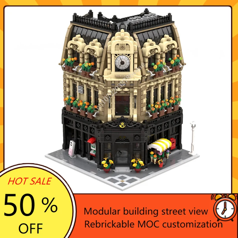 

4534 шт., модульная MOC для почтового офиса, креативная модель с видом на улицу, строительные блоки, архитектура, сделай сам, образование, сборная модель, игрушки, подарки