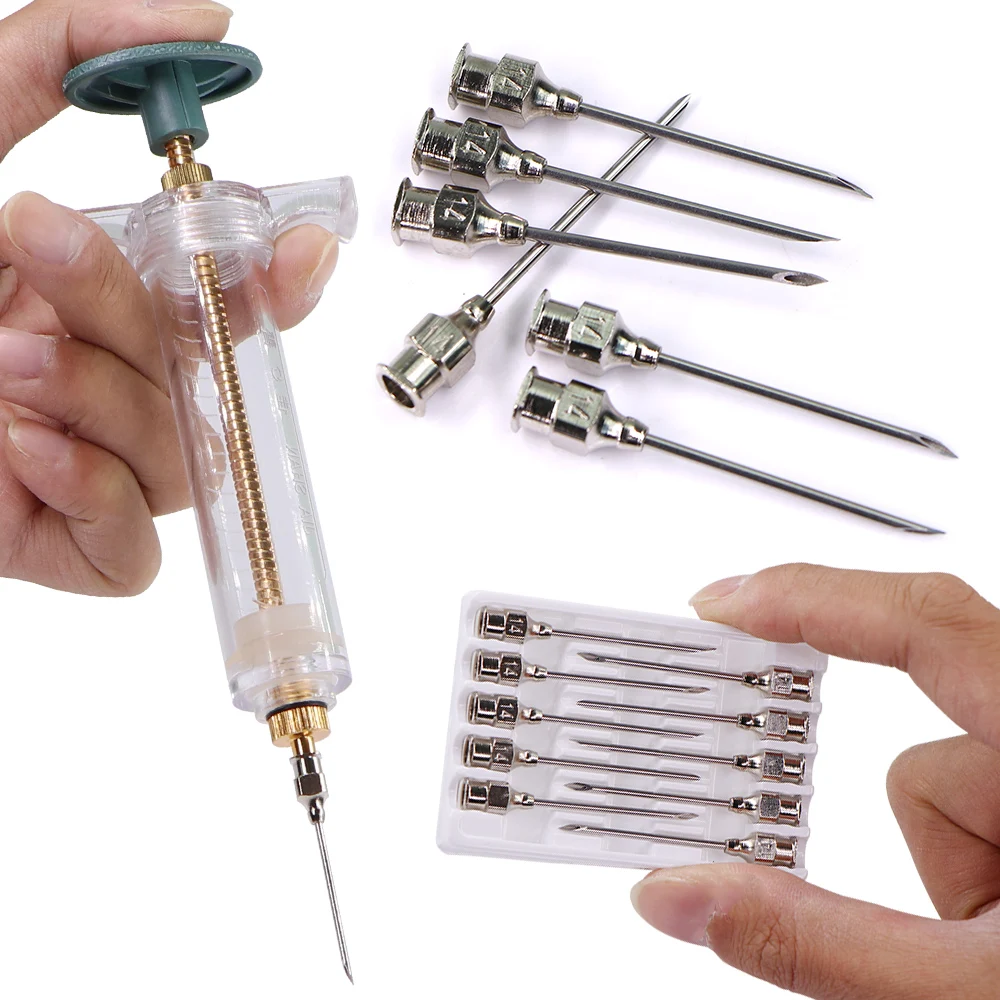 304 Stainless Steel Syringe Pinhead Vaccine Injection Dispensing Needle Medication Tube Veterinary Tools Livestock Farm Animal