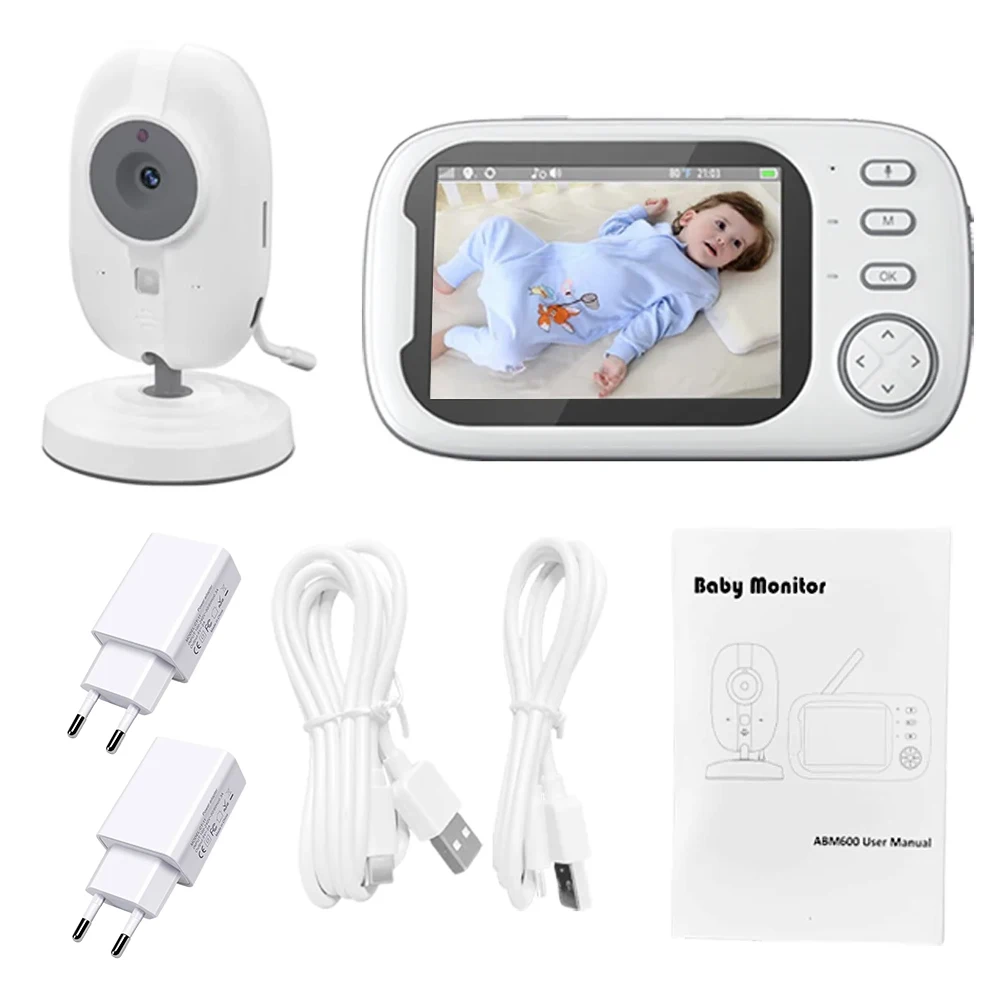 3.5'' Video Baby Monitor 2.4G Mother Kids Two-way Audio Night Vision Video Surveillance Cameras With Temperature display Screen