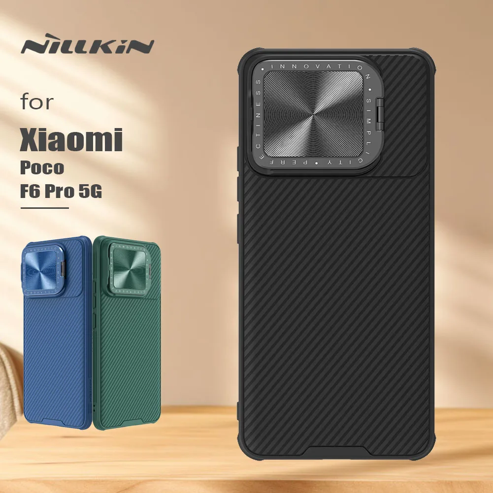 

for Xiaomi Poco F6 Pro 5G NILLKIN case Slide Protect Lens Frosted 360 full Camera Protection CamShield Back cover for F6 Pro