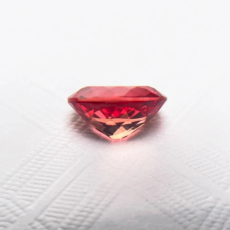 Laborgezüchteter Saphir, loser Stein, oval geschliffen, Sonnenuntergangsrot, Charms-Perlen für DIY-Schmuckherstellung, Material, wählbares Zertifikat – Detail 4