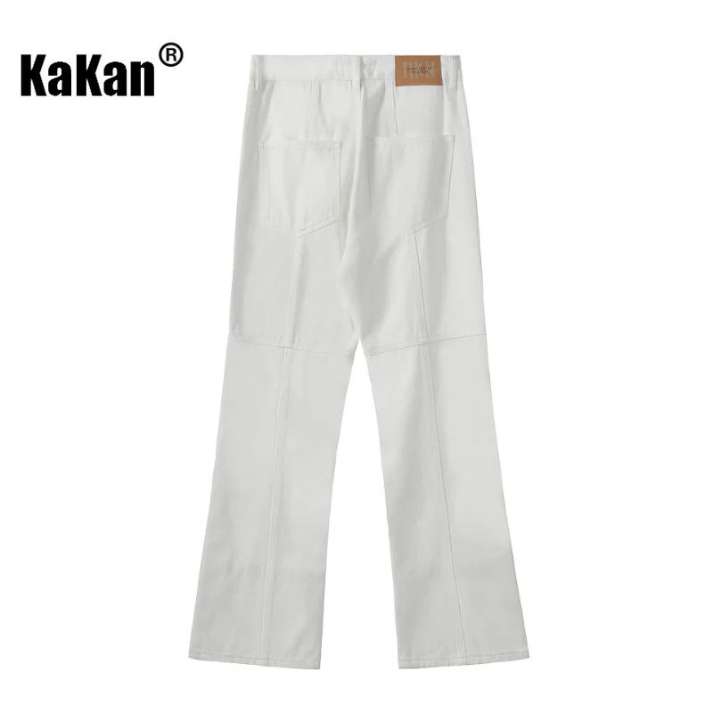 Kakan - European and American New Vintage Loose Fitting Jeans for Men, High Street Straight White Black Long Jeans K41-3136