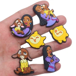 1pcs Disney movies Wish Cartoon Series Shoe Charms DIY Accessories Fit Clogs Sandals PVC Shoe decoration Kids Party X-mas Gift