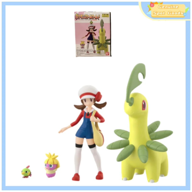 

Genuine Bandai POKEMON Scale World Johto Region Kotone Bayleaf Naty Anime Action Figures Shokugan Model Figure Toys Gift for Kid