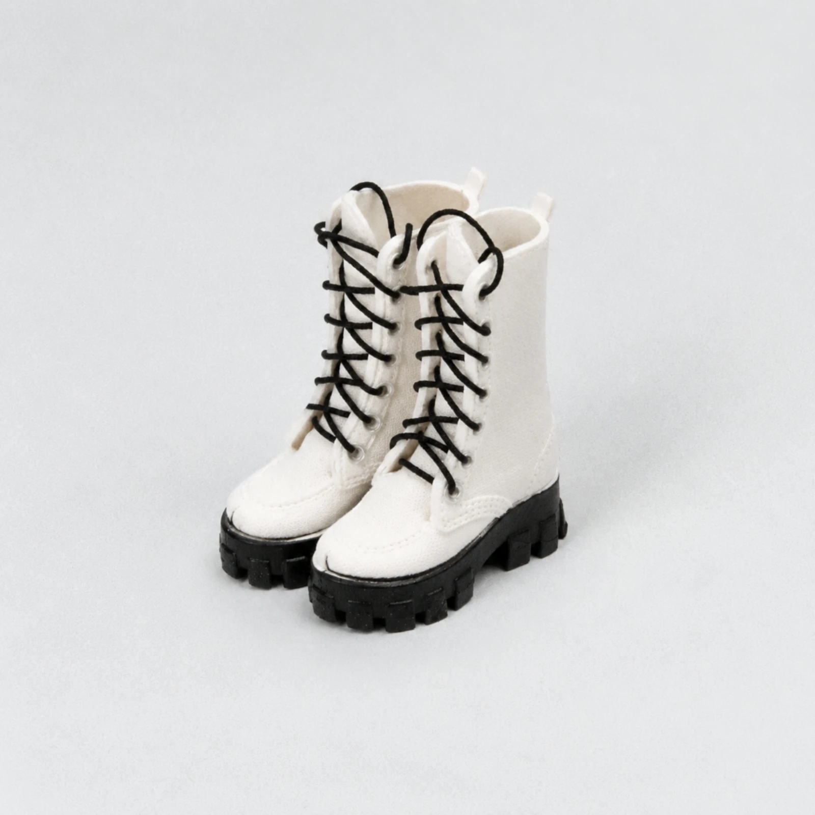 Doll Footwear White Long-Shaft Doll Combat Boots for Miniature City Streetwear Looks