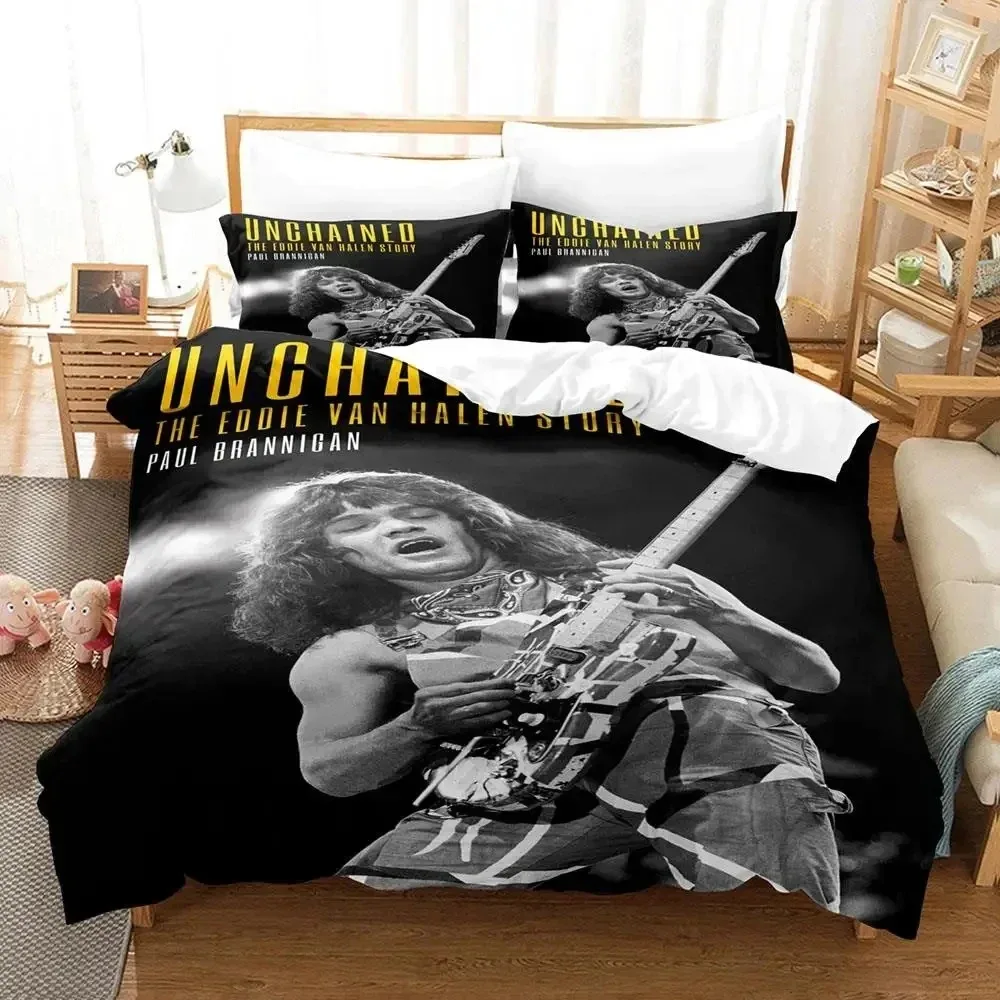 

3D Print Eddie Van Halen Bedding Set Duvet Cover Bed Set Quilt Cover Pillowcase Comforter king Queen Size Boys Adult