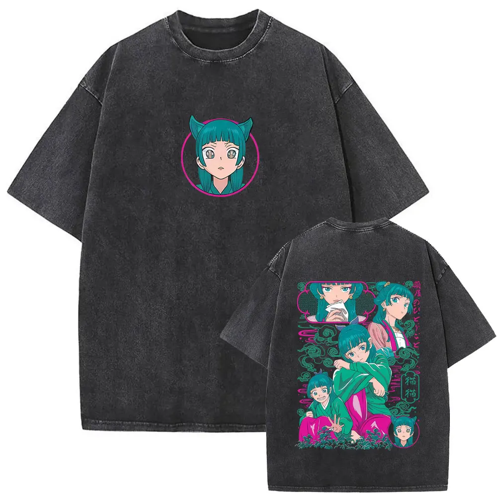 Washed Vintage Anime The Apothecary Diaries Graphic T Shirt Maomao Print T-shirt Men Women Clothing Casual Kawaii Funny T-shirts