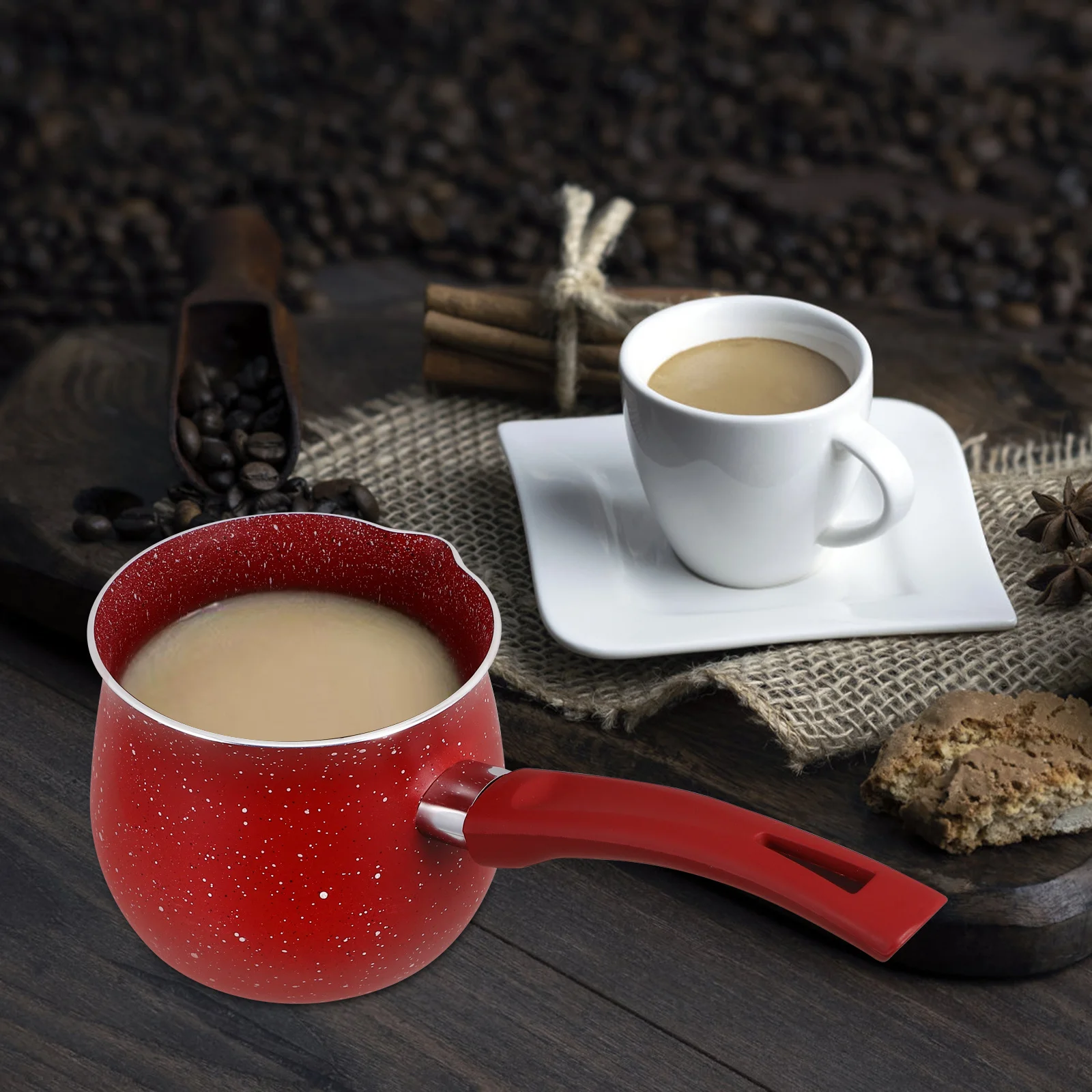 

Milk Butter Warmer Pot Stainless Steel Turkish Coffee Pot Stovetop Chocolate Melting Pan Plastic Handle Milk Heating Pan Coffee