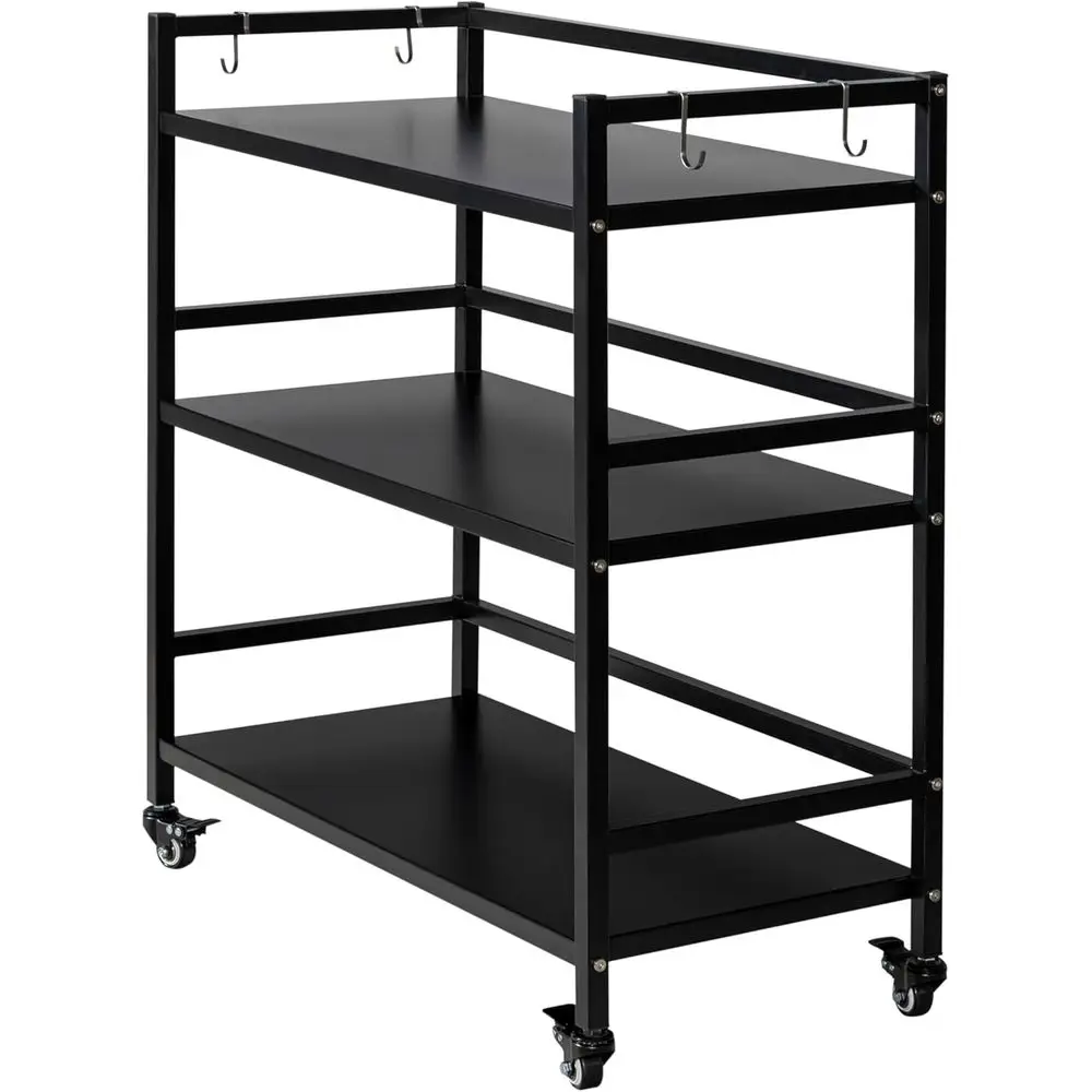 Schwarzes 3-stöckiges stehendes Metallregal für die Aufbewahrung und Organisation in der Garage