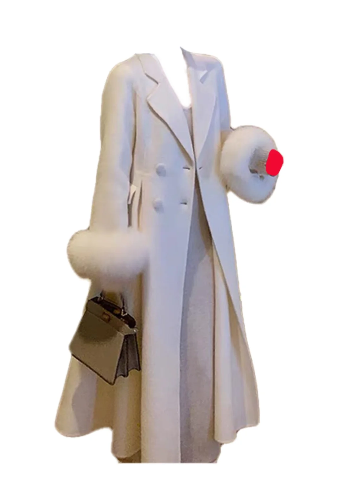 

plus Size Women's Korean Sle Faionable Woolen Coat Loose Long Line White Jaet Spring Season Versatile Casual Outerwear