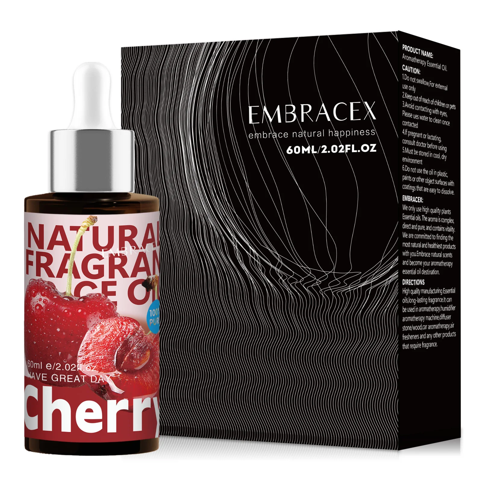 Aceite Esencial de cereza de 60ml, productos para el cuidado de la piel, aromaterapia, belleza, difusor de masaje, fabricación de velas, regalos, sabores deliciosos