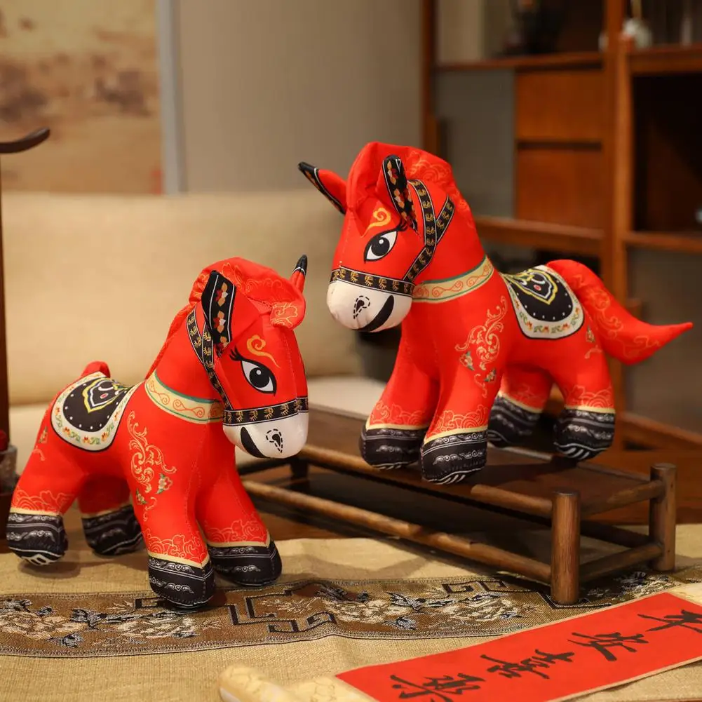 

National Style Fabric Plush 2026 Year of Horse Plush Toy Set Traditional Chinese Zodiac Stuffed Pony Dolls for Home Decor