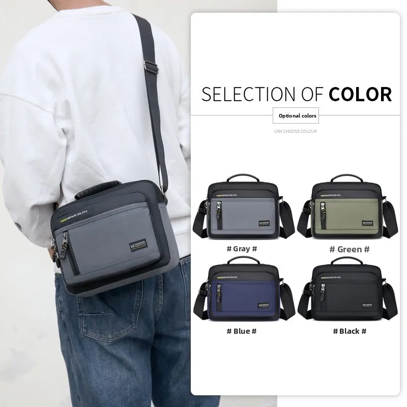 

Мужская сумка через плечо для работы и путешествий, большая сумка для хранения, деловая сумка на плечо с несколькими карманами, прочный нейлоновый карман для быстрой доступа