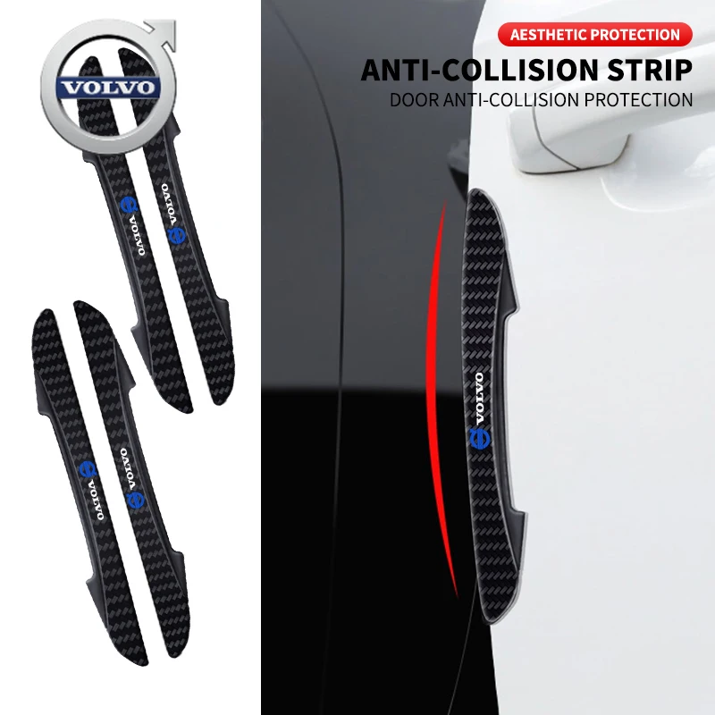 

For Volvo 4pcs Carbon Fiber Look Anti-Collision Protector Car Door Edg Scratch-resistant Stickers For Volvo V40 V60 V90 XC40 XC6