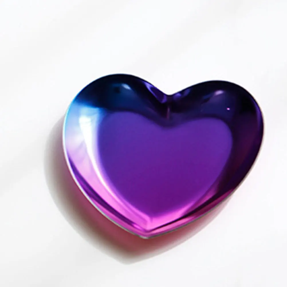 

2Pcs Heart Jewelry Storage Tray Stainless Steel Compact Ring Necklace Organizer Jewelry Display Plate Trinket Dish Bedroom