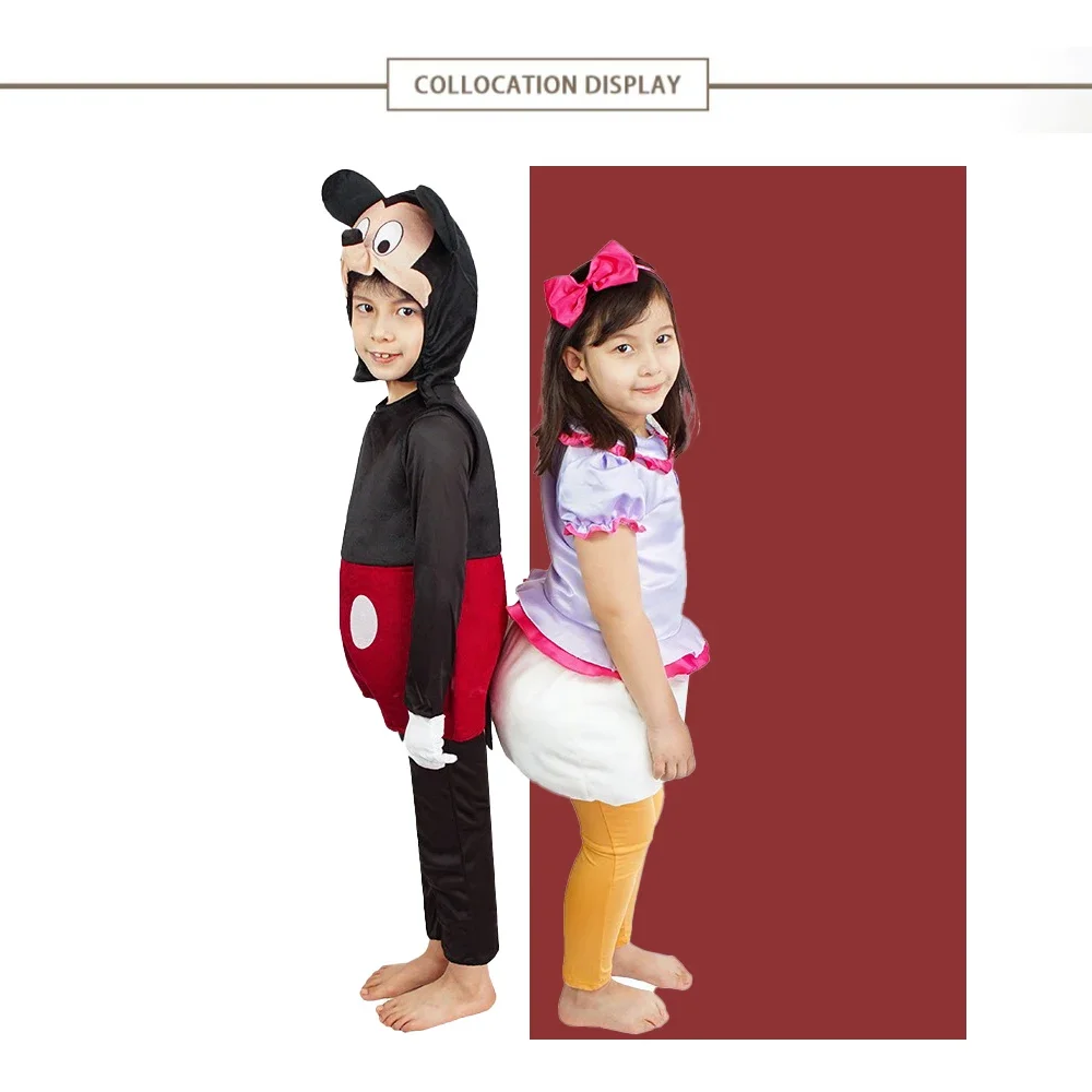 クラシックなミッキー風フルコスプレセット、象徴的な赤いショートパンツ、大きなボタン、白い手袋、耳、フード、コンベンション、パーティー、パフォーマンス用