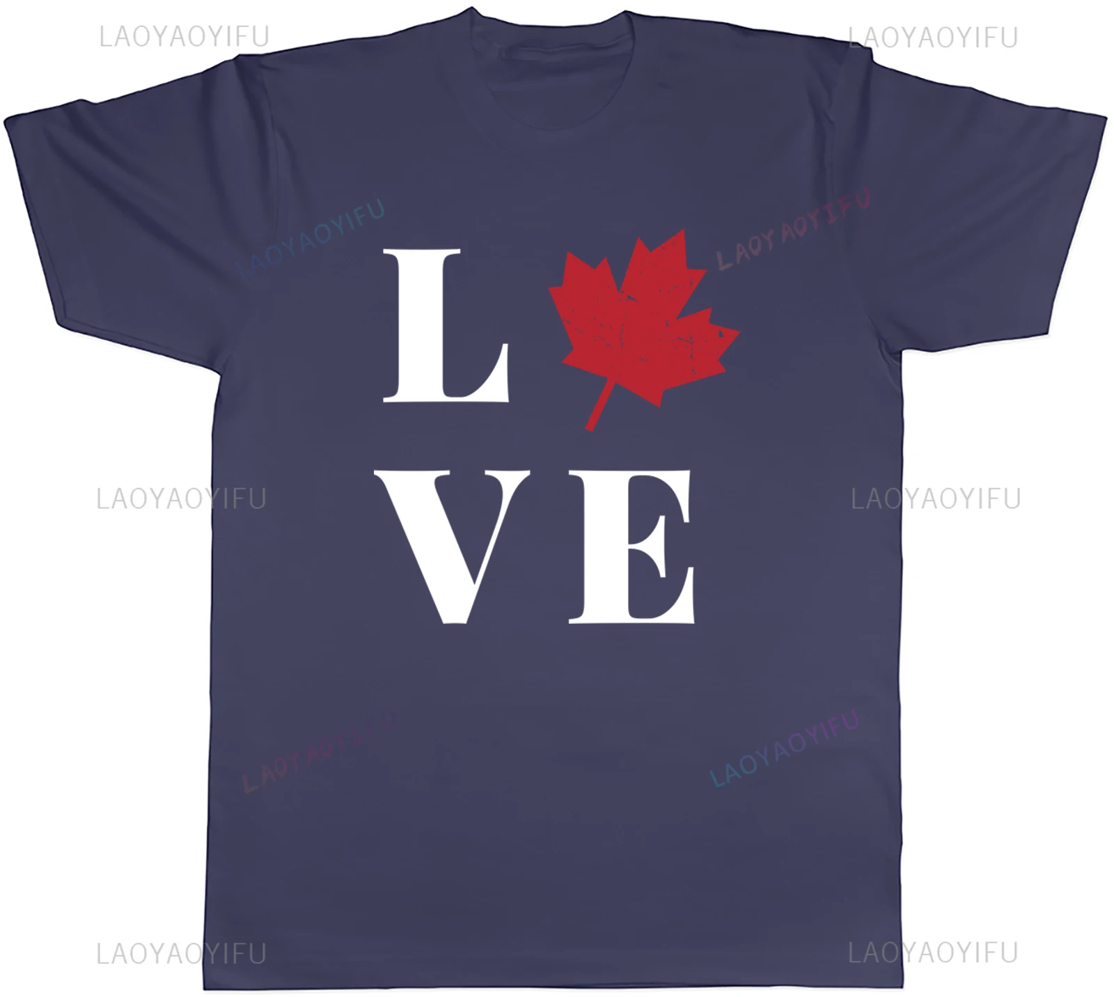 Love Canada Mens Printed T-Shirt Maple Leaf Canadian Proud Lover High Quality Cotton Tee Creative Gift Short-sleev Ropa Hombre