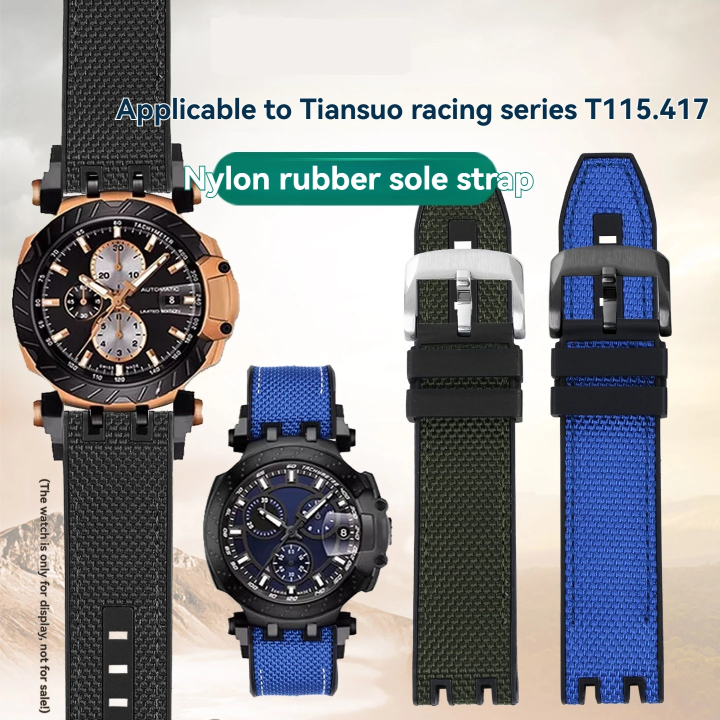 High quality Nylon strap For Tissot MotoGP T-Sport Racing series T115.417 T115.427A Rubber bottom Canvas Watchband bracelet 22mm