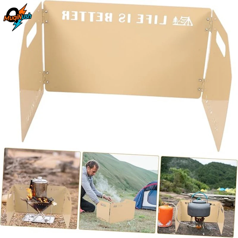 

MuqiNush 1 Pc Stove Windshield Foldable Portable Camping Waterproof Board for Outdoor Picnics Backpacks Cooking Hiking Picnic