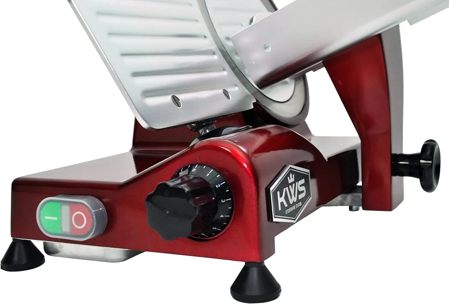 Premium 320W Electric Meat Slicer 10-Inch in Red with Non-sticky Teflon Blade, Frozen Meat/Deli Meat/Cheese/Food Sli