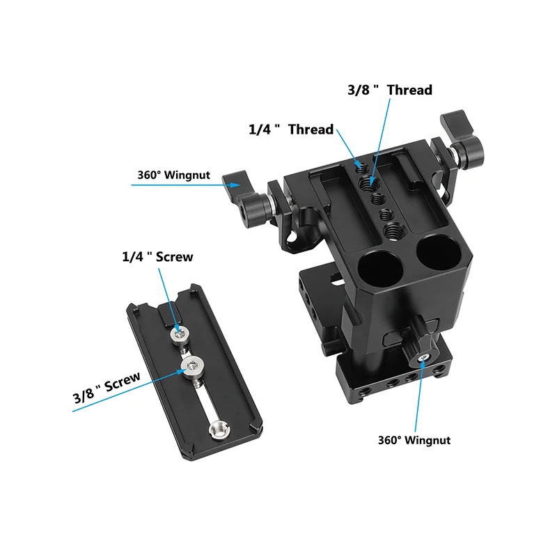 CAMVATE Quick Release Arca-type Baseplate Clamp Base dengan 15Mm LWS Rod Mount untuk Kamera 15Mm Rod Support System Tripod Mounts