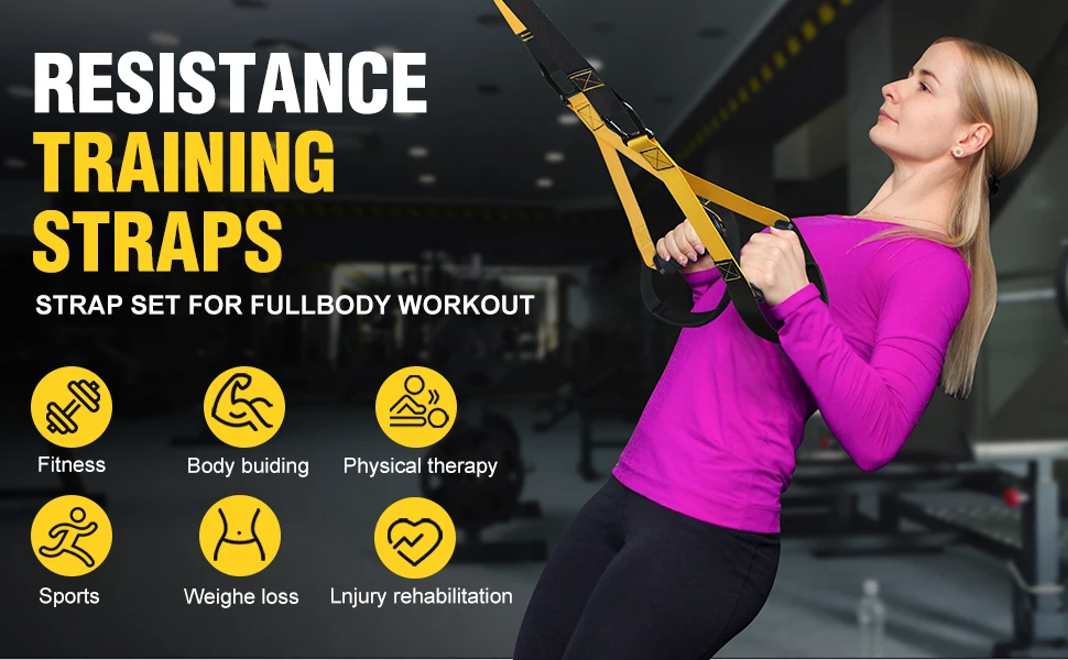 Widerstandsband-Set mit Griffen und Türanker, Heimtrainingsgerät für Frauen und Männer, Körpergewichts-Fitness-Trainingskit – Detail 1