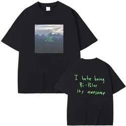 Raper Kanye West Vultures I Hate Being Bi-Polar Its Awesome Album Print T Shirt Mężczyźni Kobiety Hip Hop Oversized Casual T-shirts