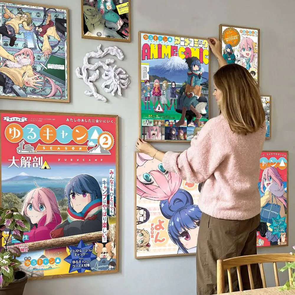 Anime Yuru Camp Classic Vintage Posters Decoracion Painting Wall Art White Kraft Paper Kawaii Room Decor