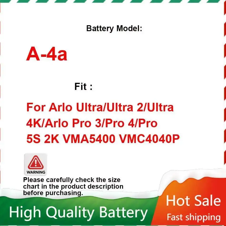 Environmentally Friendly High Performance A-4A Camera Battery For Arlo Ultra 1 2 4K Pro 3 4 5S 2K VMA5400 VMC4040P 4800Mah